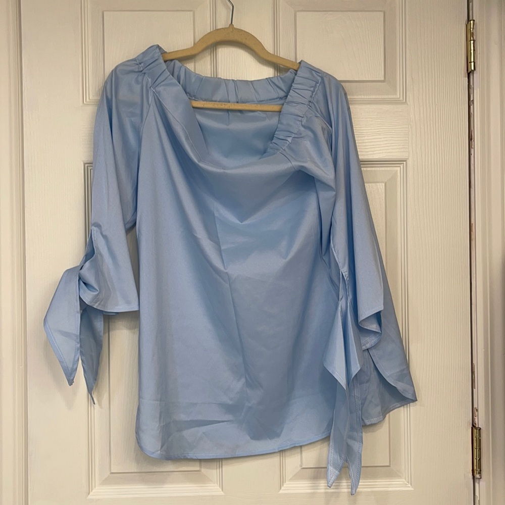 Sky Blue Off the Shoulder Top